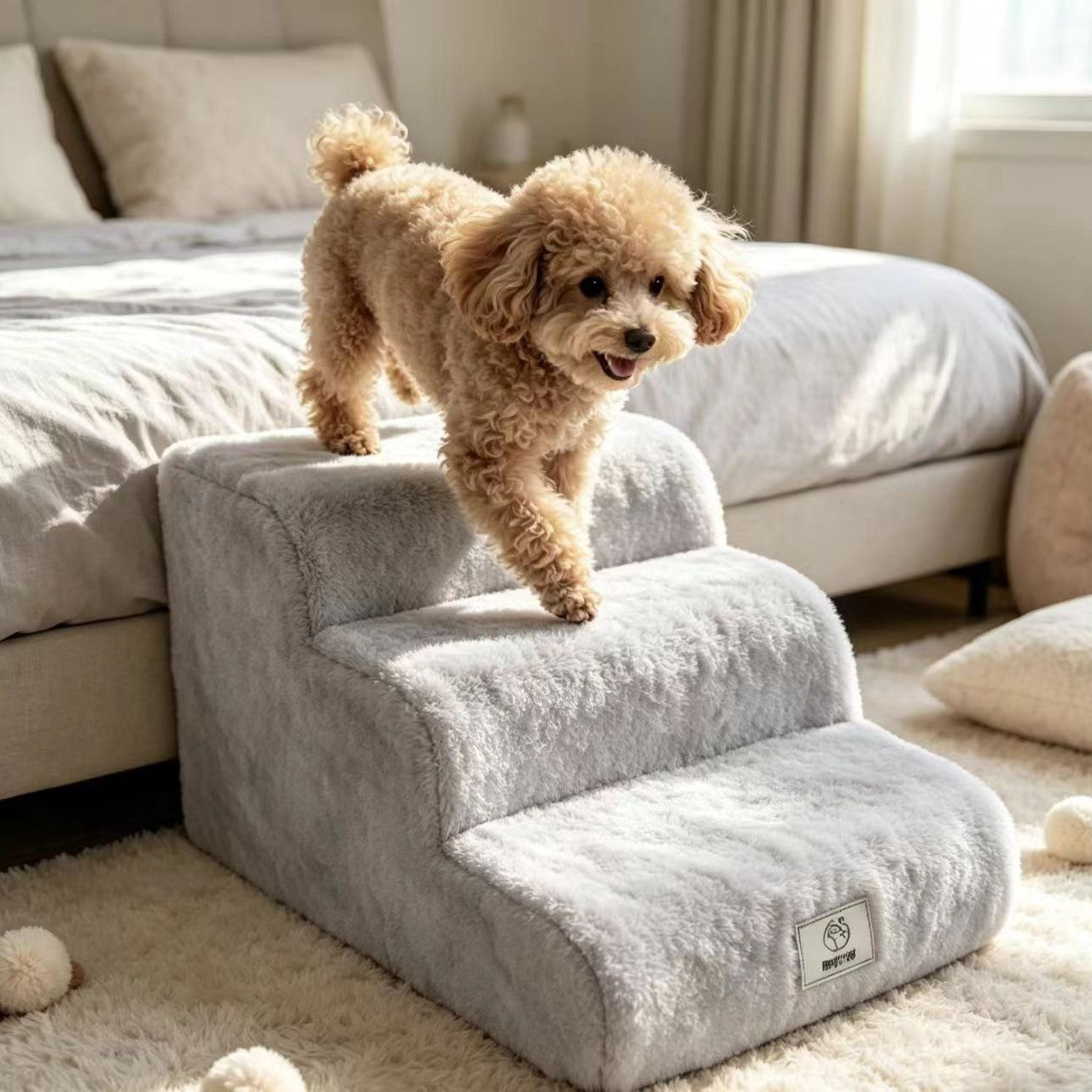 Detachable foam pet stairs with fleece cover, photo 2 of 15