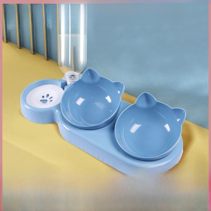 Elevated double cat bowl for food and water