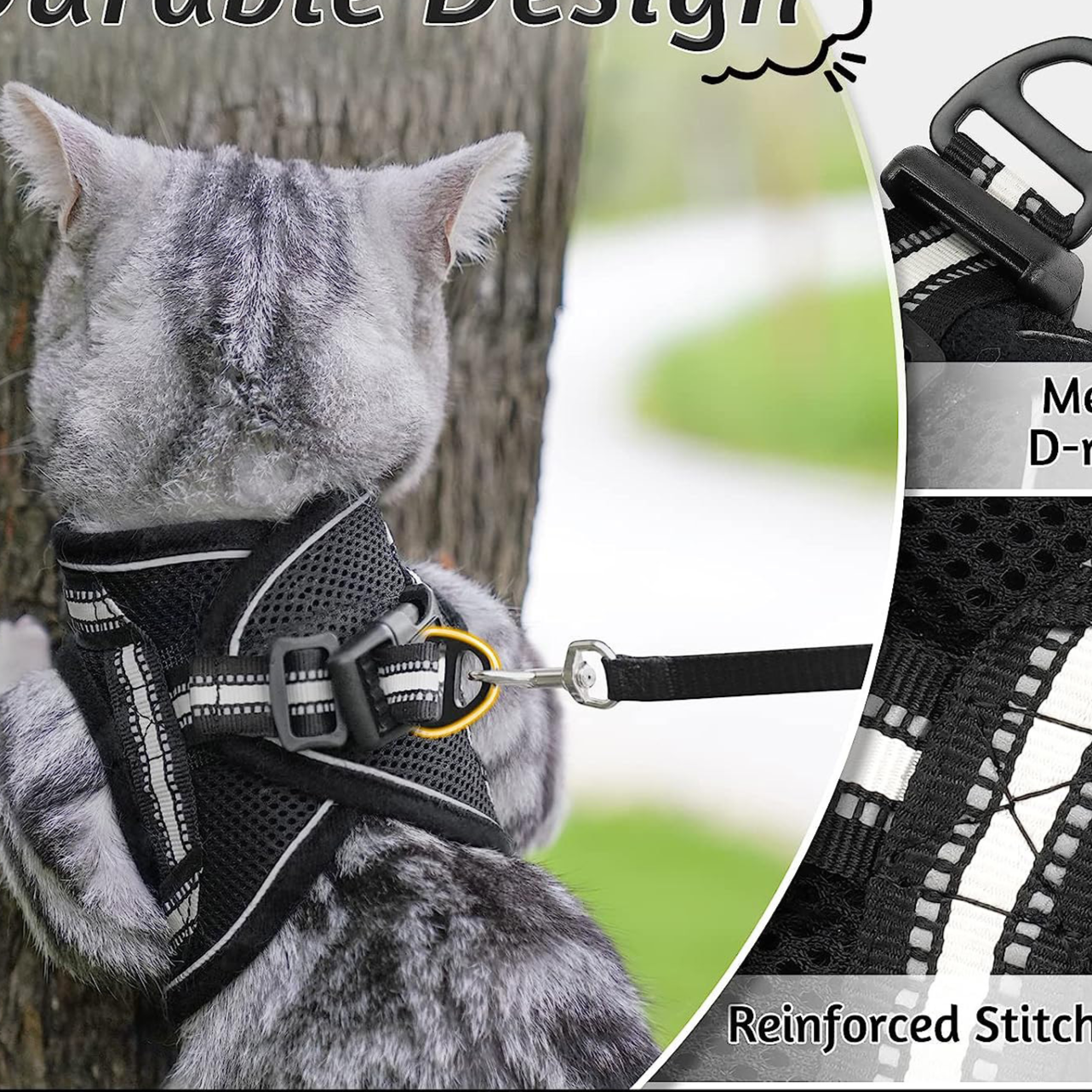 Escape-proof reflective harness and lead set in 5 colour options