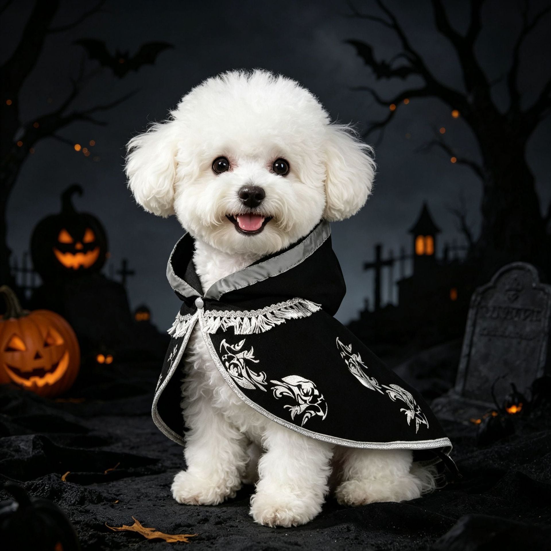 Black eagle feather print Halloween dog cape, in Black, sizes Small to 2XL, image 9