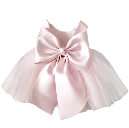 Soft pink princess dress for cats and small dogs in Soft Pink, side view