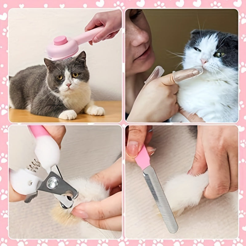 8-Piece Stainless Steel Pet Grooming Kit with Nail Clippers