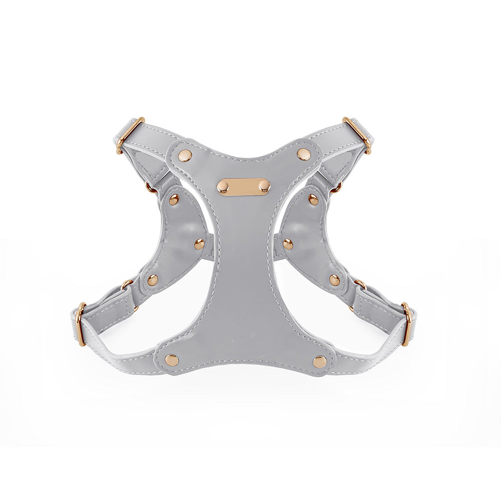Soft leather look dog harness in deer brown
