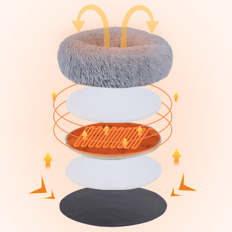 Heated cat bed control showing heat and timer settings