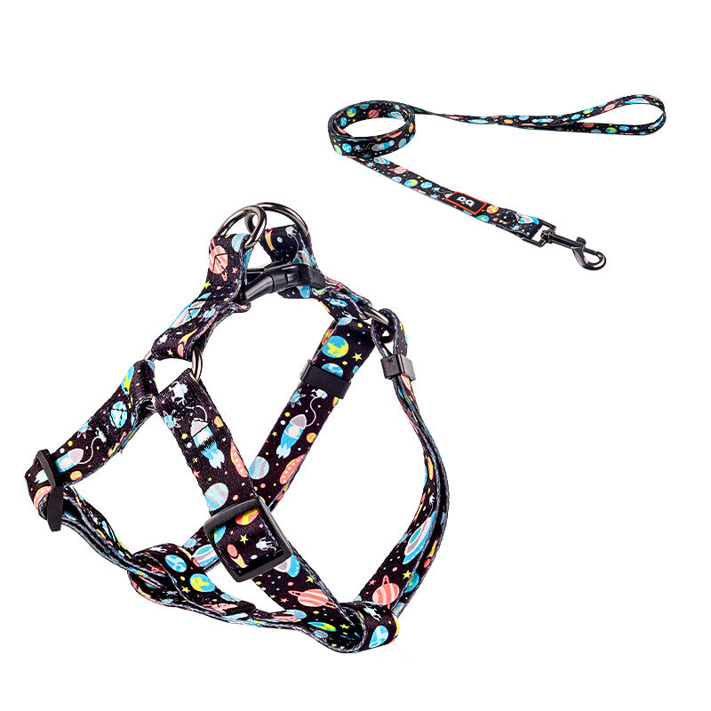 Fun printed dog collars, leads and harness sets
