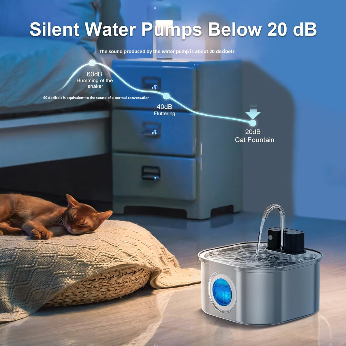 Wireless Charging Stainless Steel Pet Water Dispenser