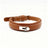 PU leather dog collar and lead in apricot with bag holder