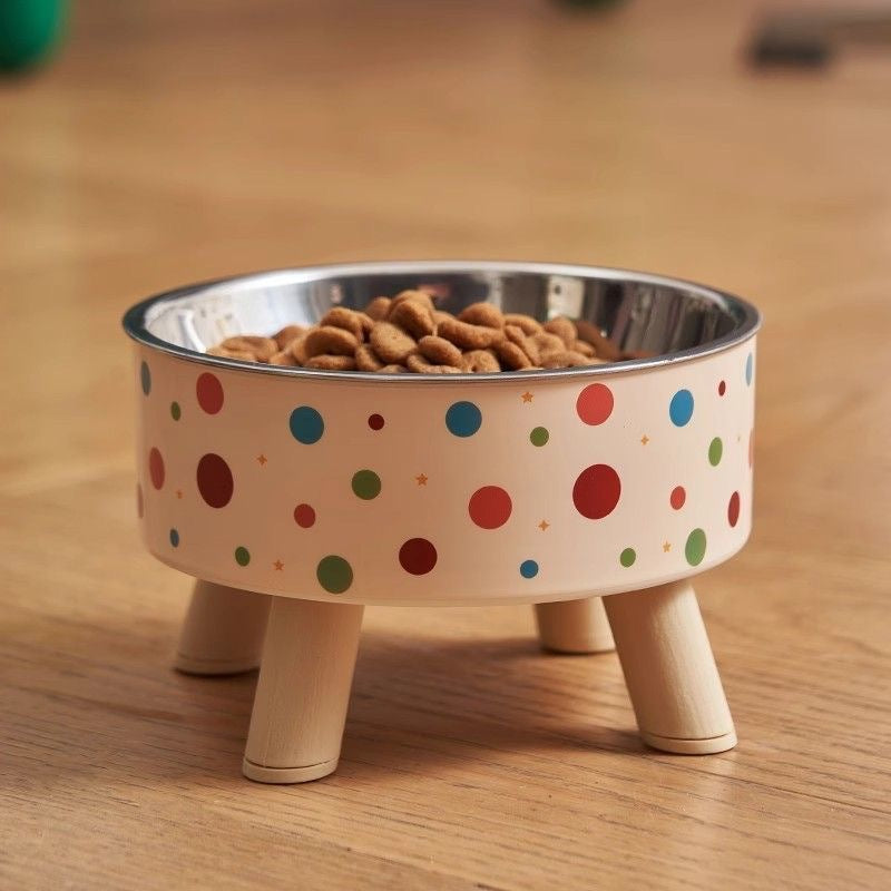 Elevated Pet Food Bowl with Stainless Steel Insert