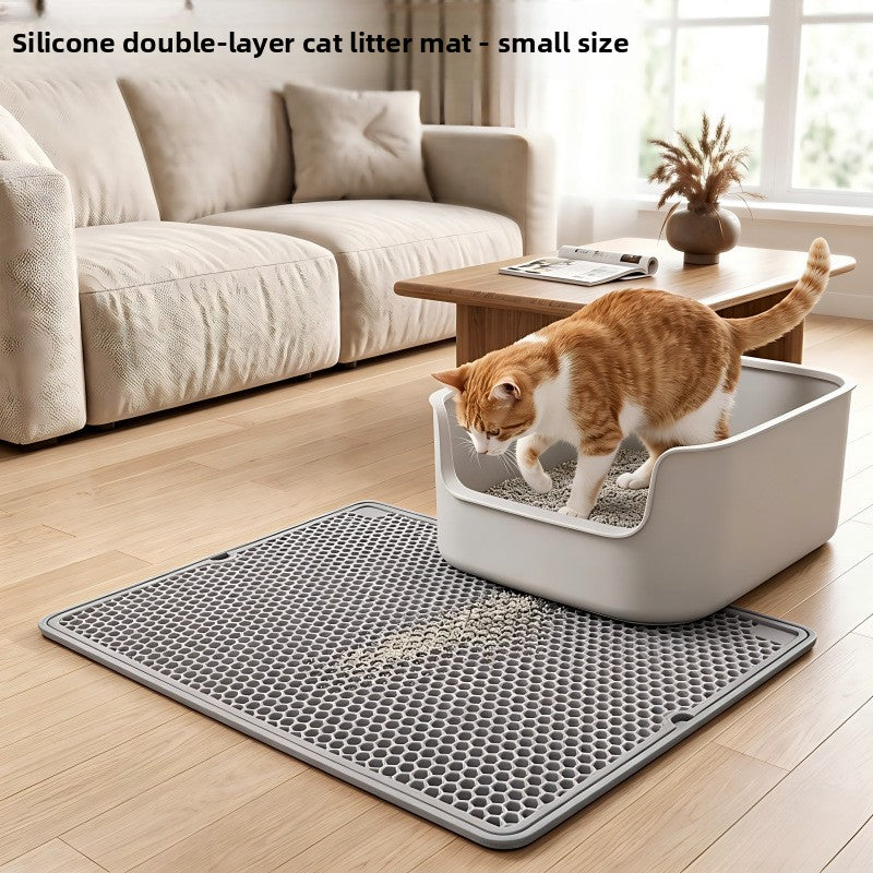 Foldable Non-Slip Silicone Cat Litter Mat, Easy to Clean