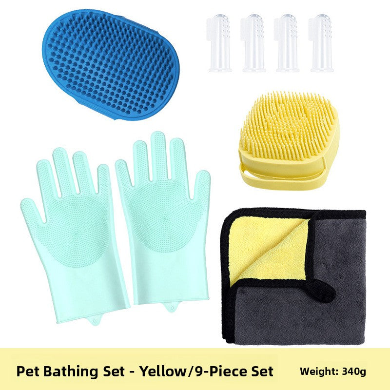Silicone Pet Grooming and Bath Gloves Set, Anti-Scratch Protection