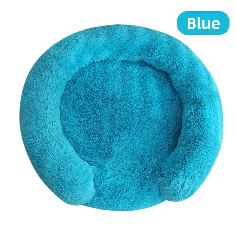 Fluffy round nest pet bed in many colours in Gradient Grey, detail and texture view