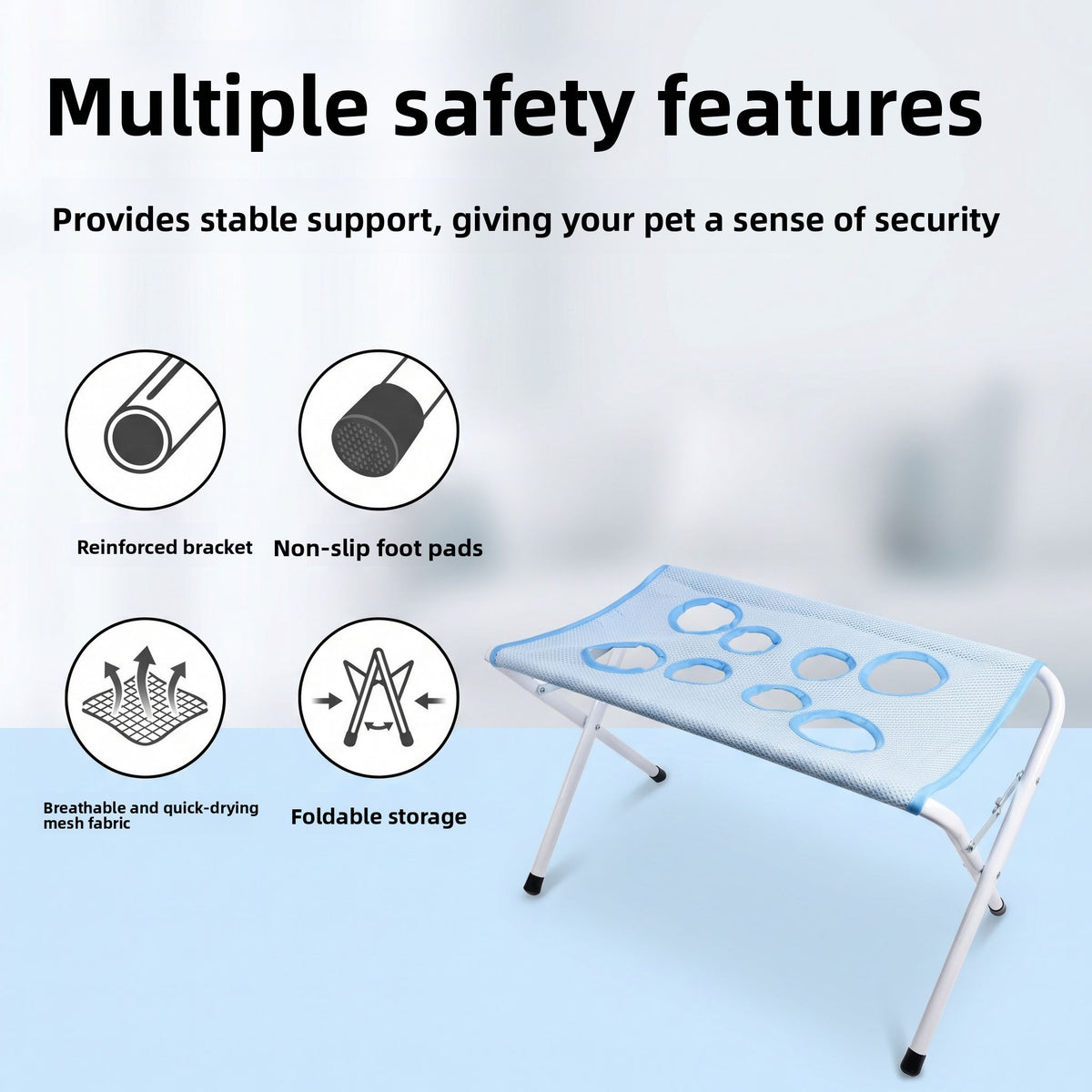 Pet grooming hammock with stand holding a small dog for nail trimming, photo 4