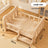 Solid Wood Raised Dog Bed, Elevated Kennel with Mat Option
