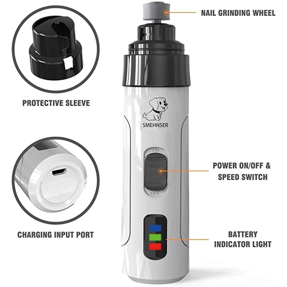 Electric Dog Nail Grinder with Spare Heads, Quiet Claw Polisher