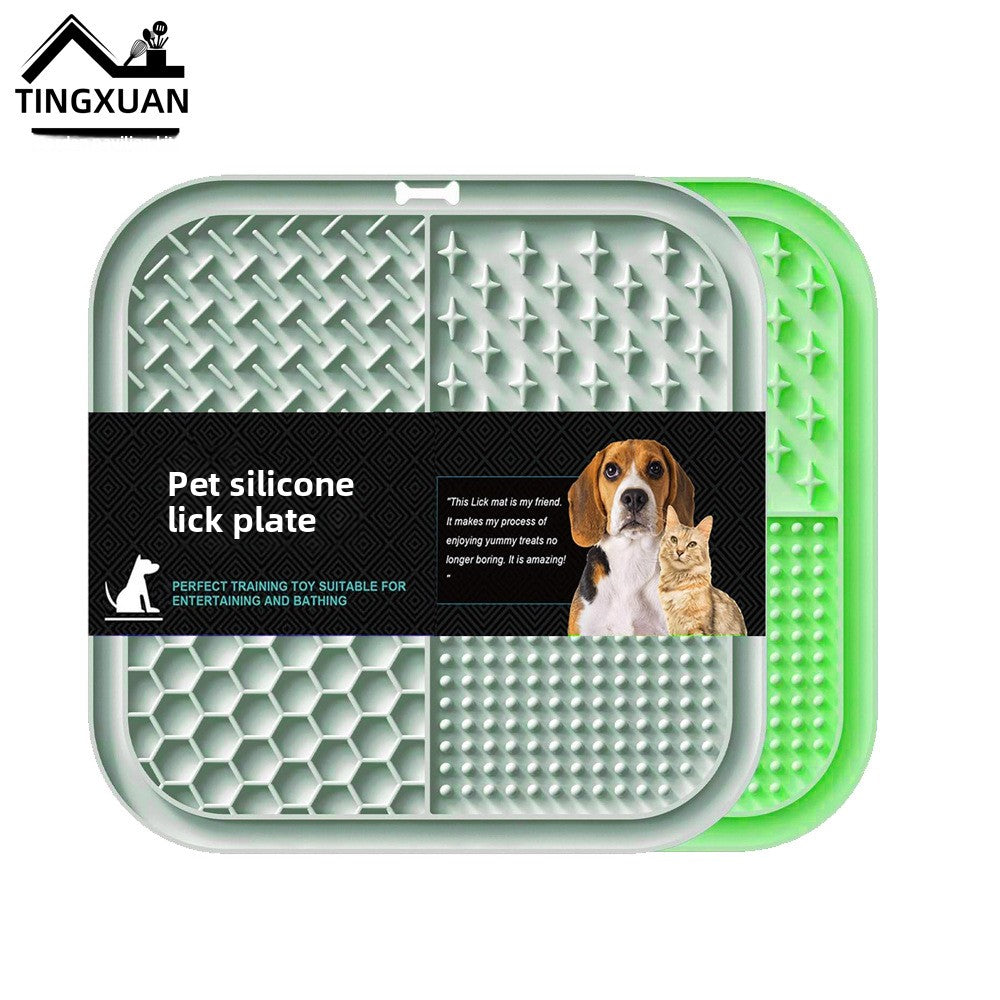 Food-Grade Silicone Pet Lick Mat with Suction Base and Scraper or Brush Accessory Options