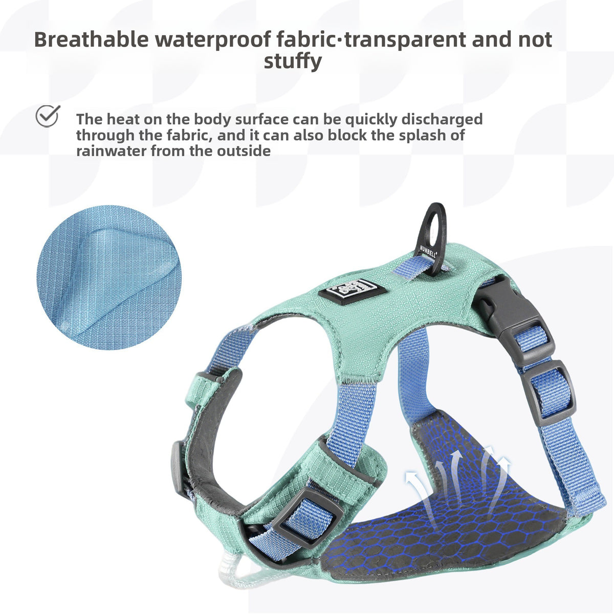 Double-layer breathable polyester dog harness with cushioned lining, product image 2