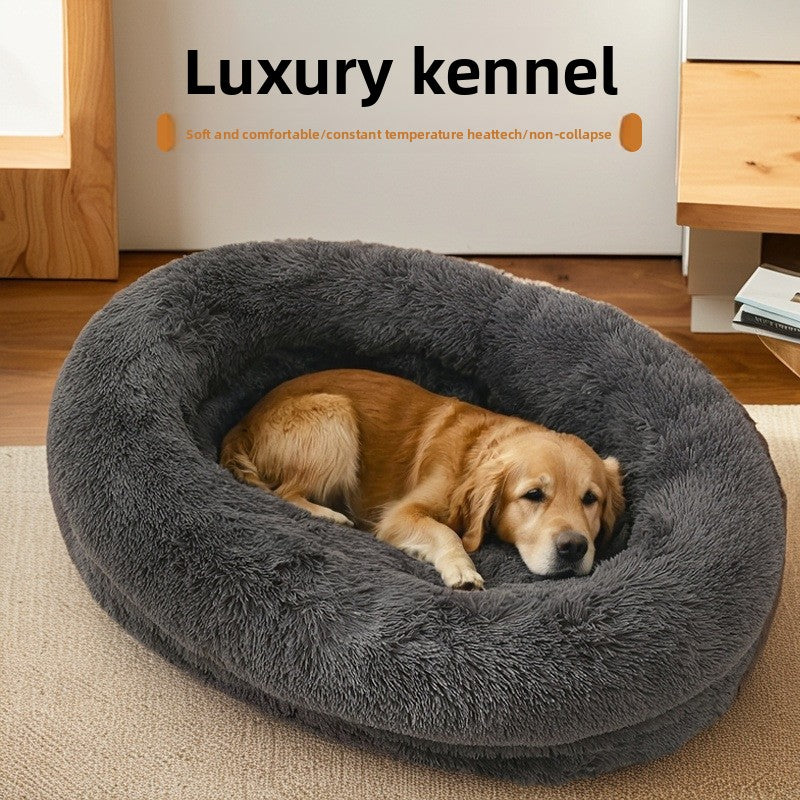 Long plush washable dog and cat bed with thick padding, photo 2