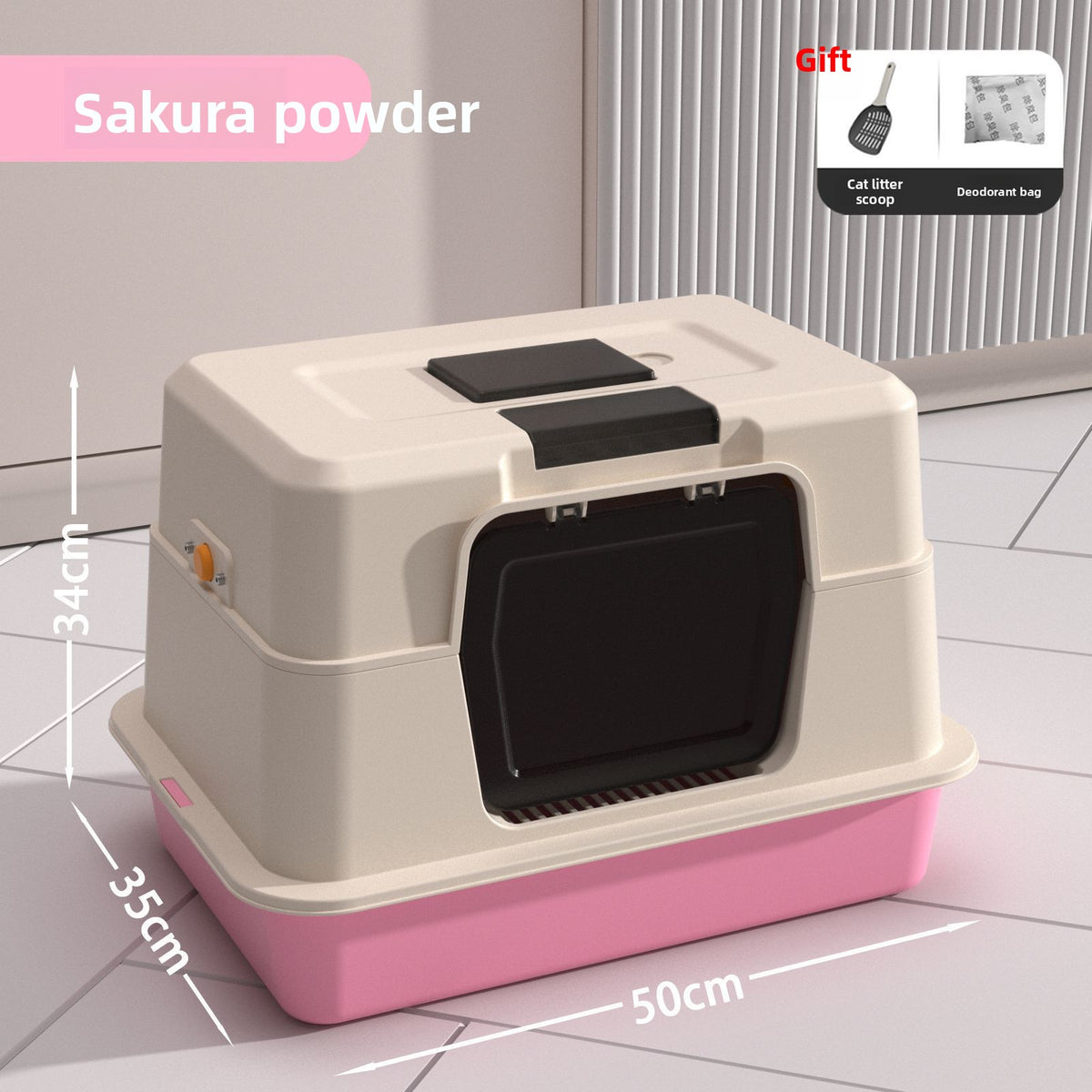 Fully Enclosed Stainless Steel Cat Litter Box, 50cm Wide