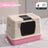 Fully Enclosed Stainless Steel Cat Litter Box, 50cm Wide