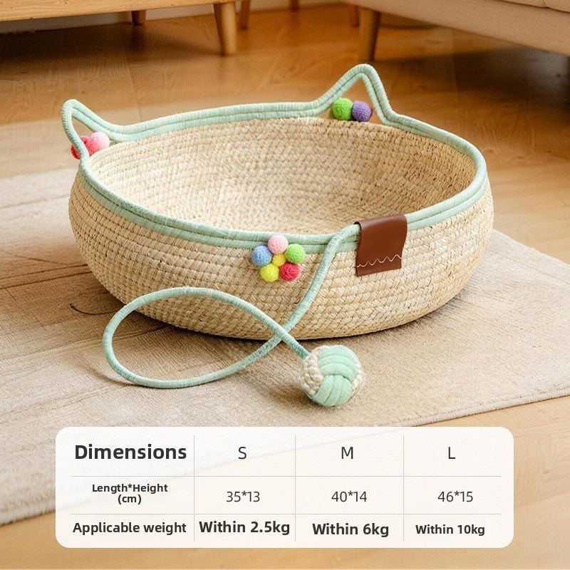 Handwoven rattan and cotton rope cat nest bed, product image 17