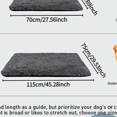 Self-warming plush cat mat in dark grey colour