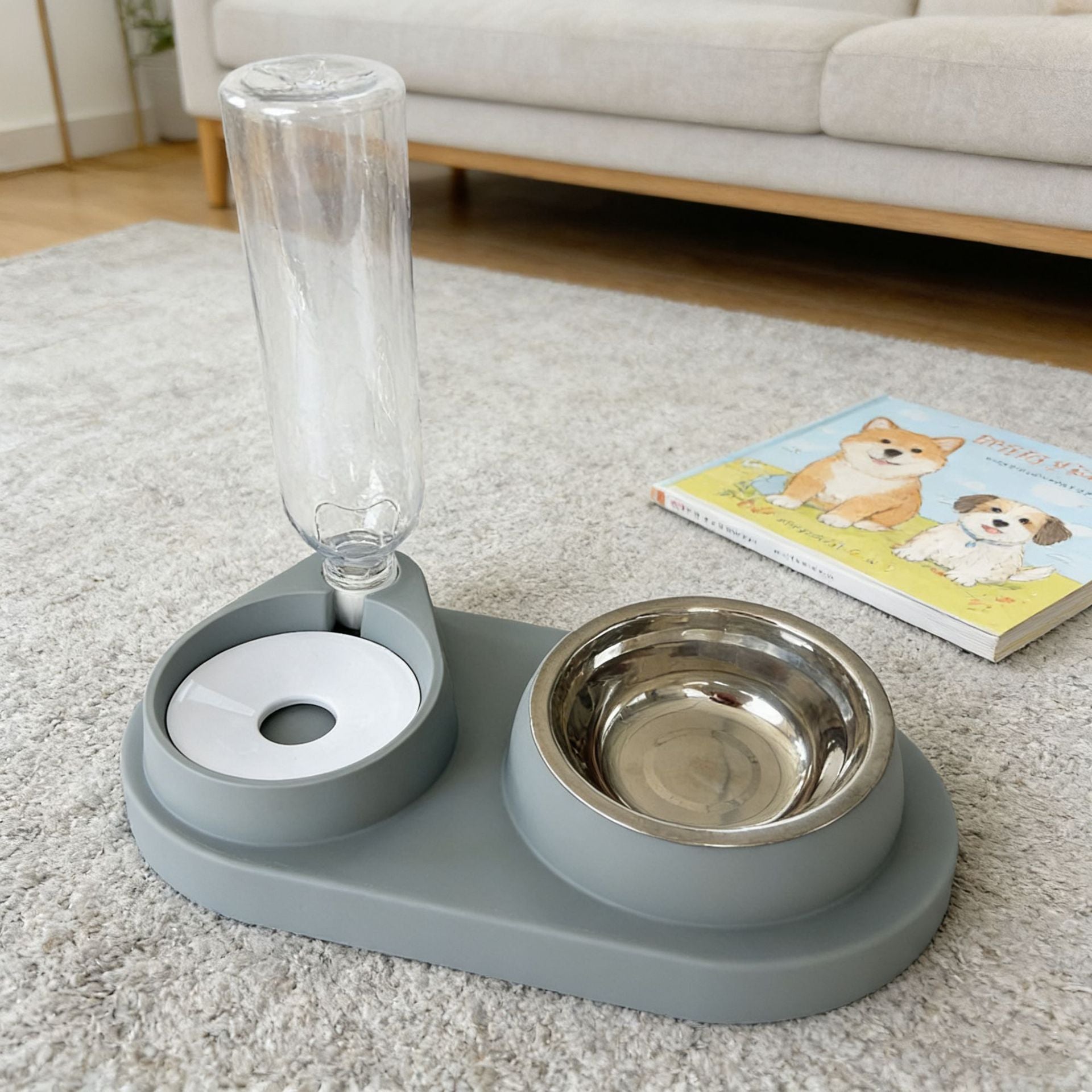 Cat Face Dual Pet Bowl, Stainless Steel or Ceramic