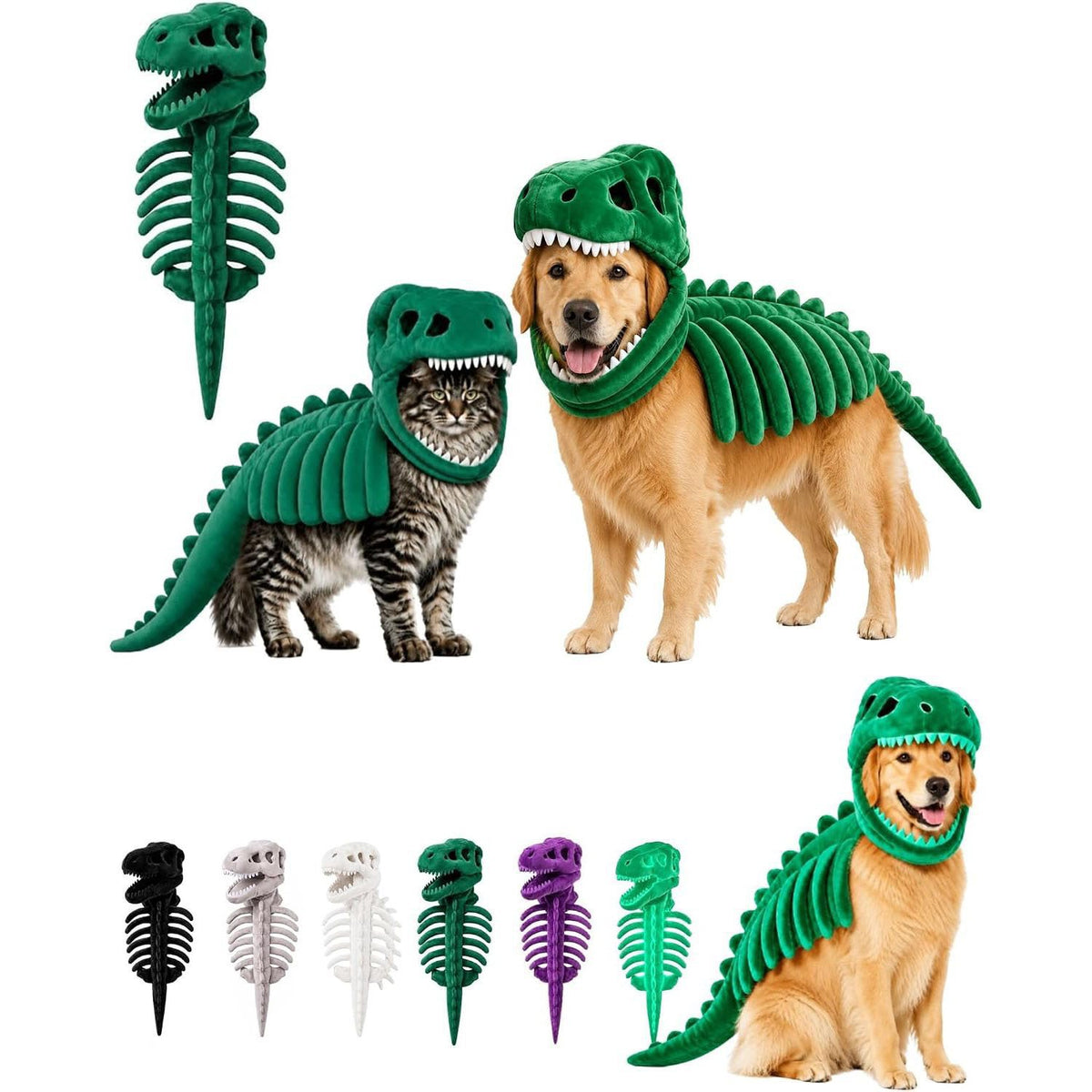 Dinosaur skeleton plush dog costume, available in 6 colours, sizes 90cm to 120cm, image 12