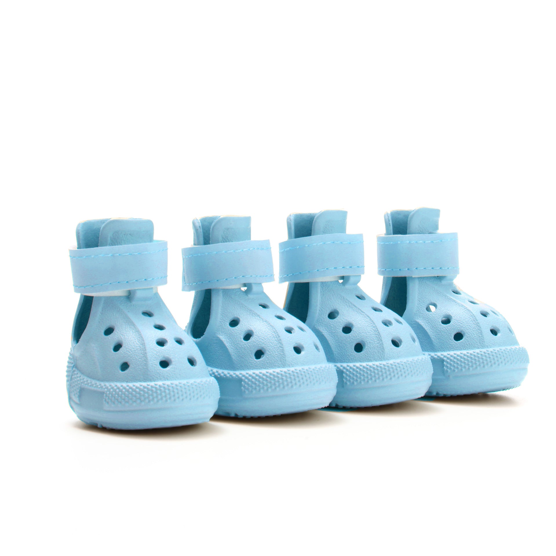 Breathable summer dog shoes with non-slip soles in Blue, front view
