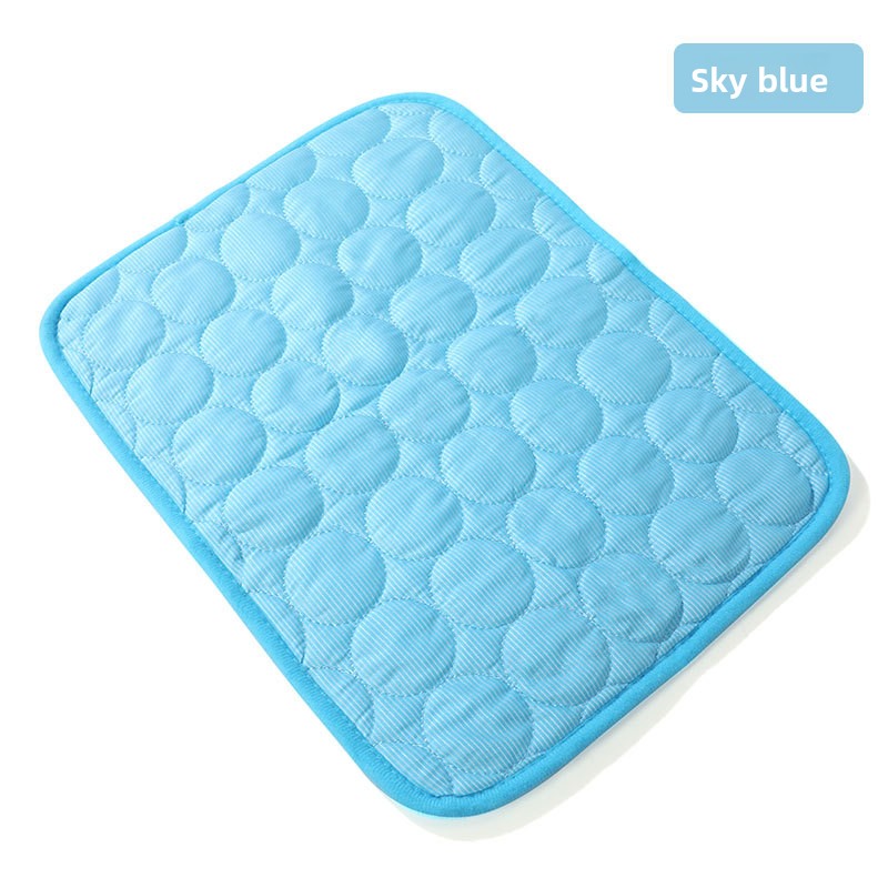 Ice silk pet cooling mat in blue for summer