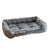 Enclosed kennel style pet bed with blue kitten print and velvet lining, photo 5