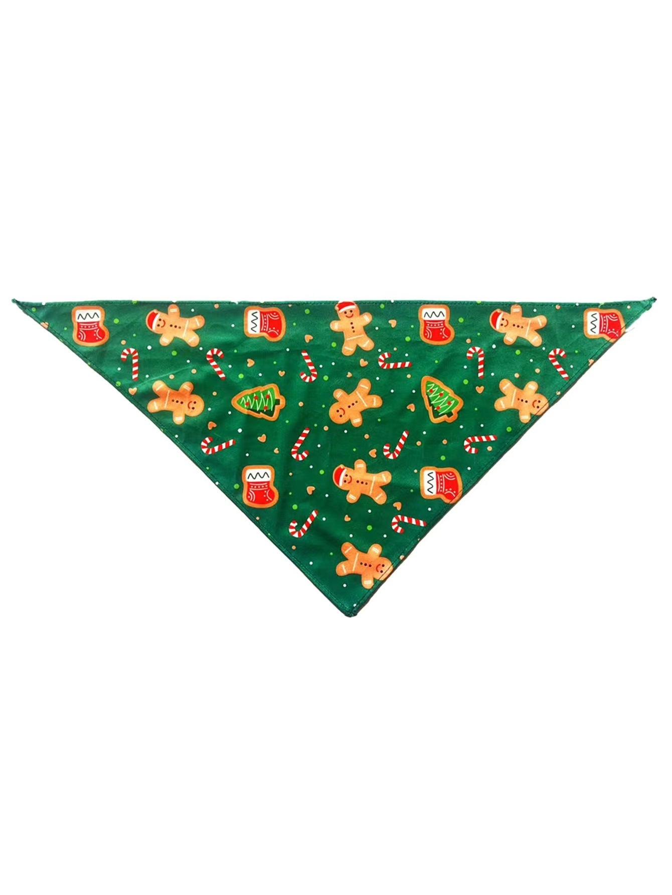 Christmas cartoon triangle scarf for cats and dogs in Red, in use with a pet