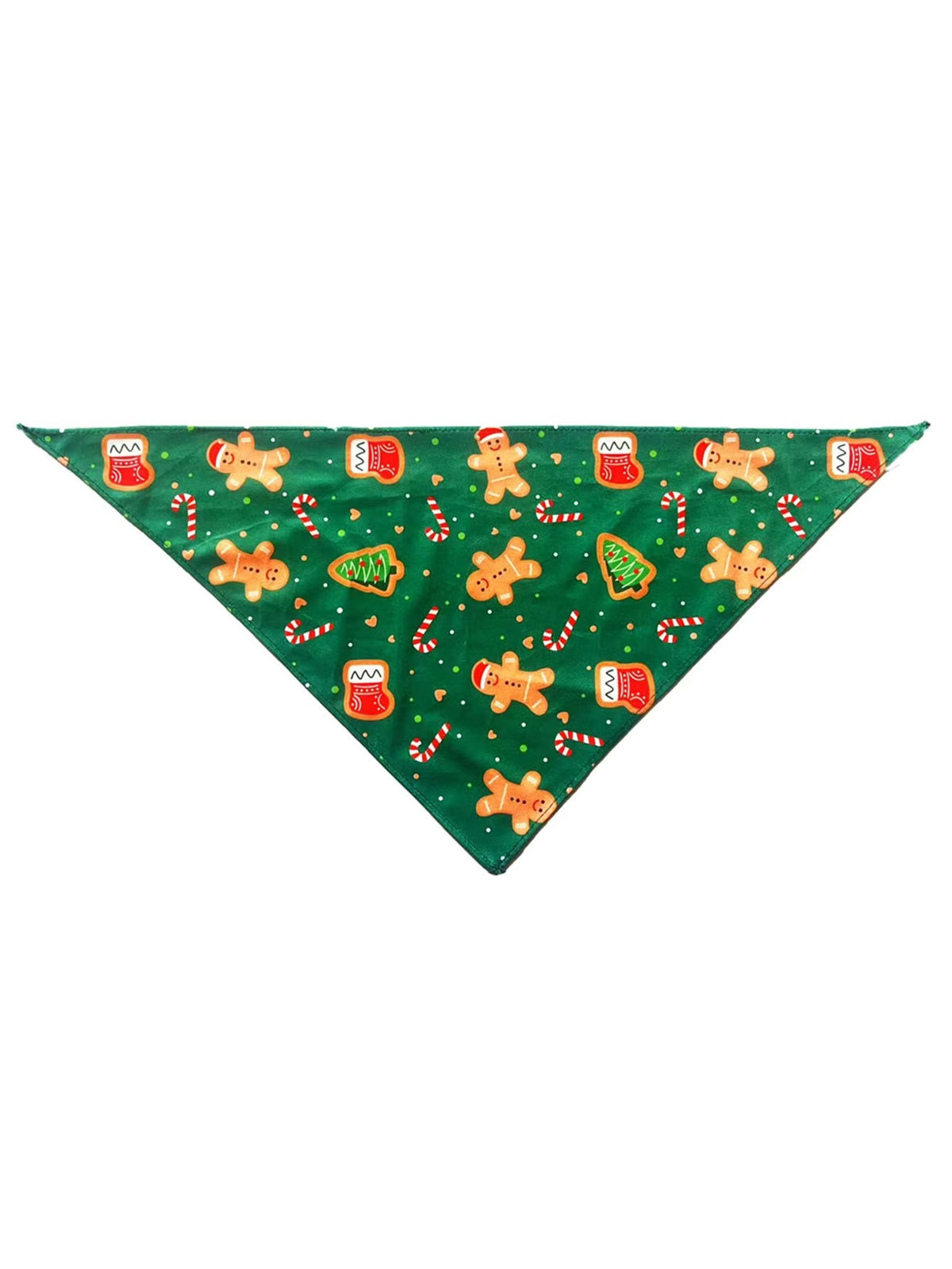 Christmas cartoon triangle scarf for cats and dogs in Red, in use with a pet