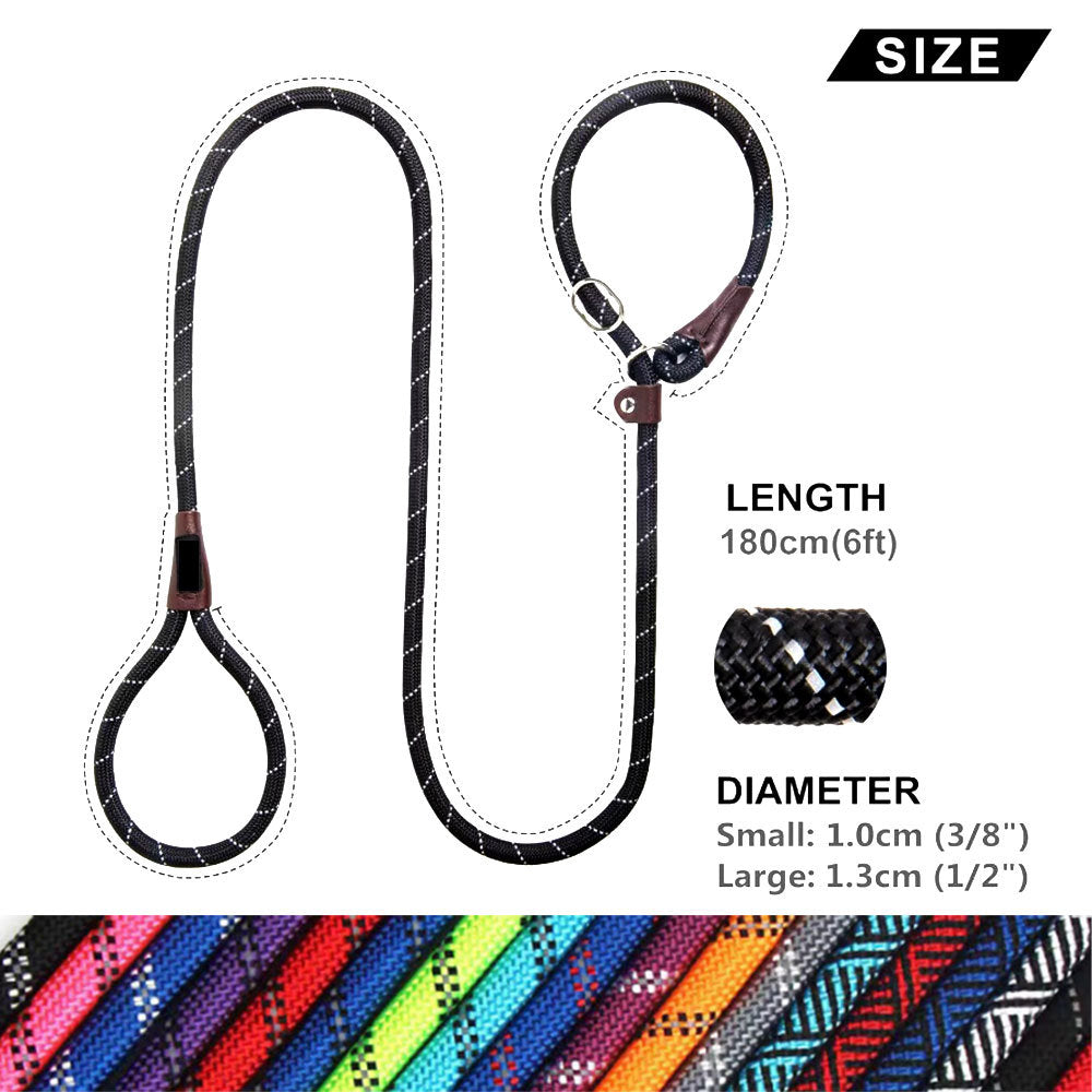 Rope slip leads in bright colours with stopper ring