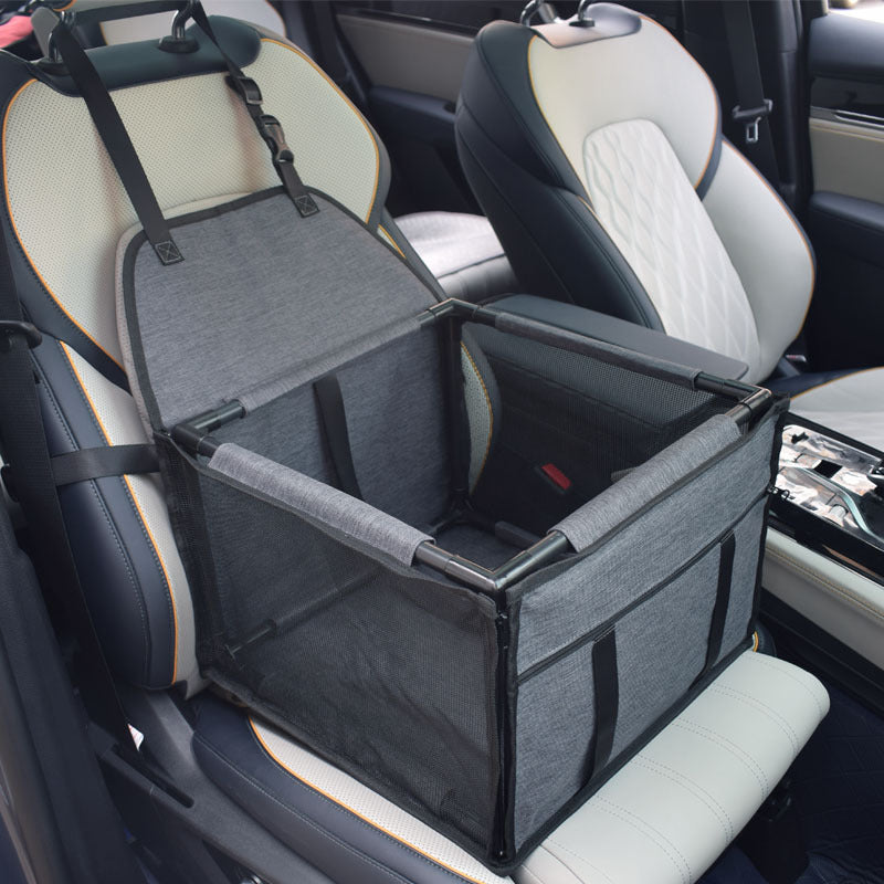 Black grey waterproof dog car booster seat with frame, photo 6
