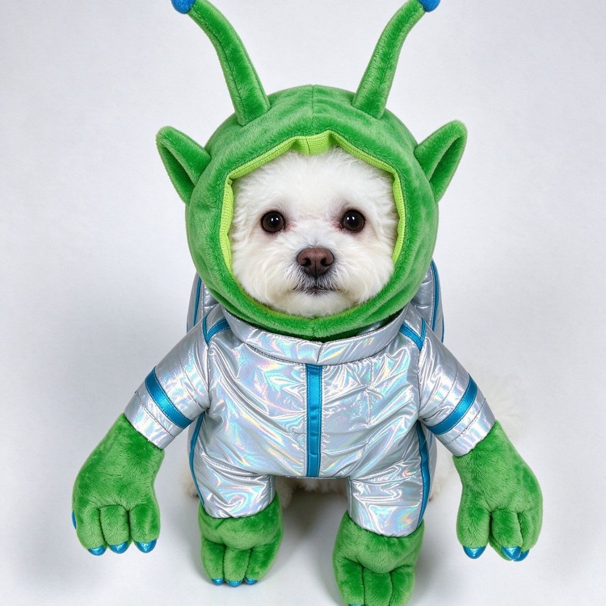 Soft polyester alien fancy dress outfit for small pets