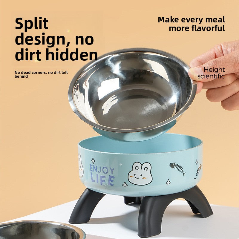 Elevated Pet Food Bowl with Stainless Steel Insert