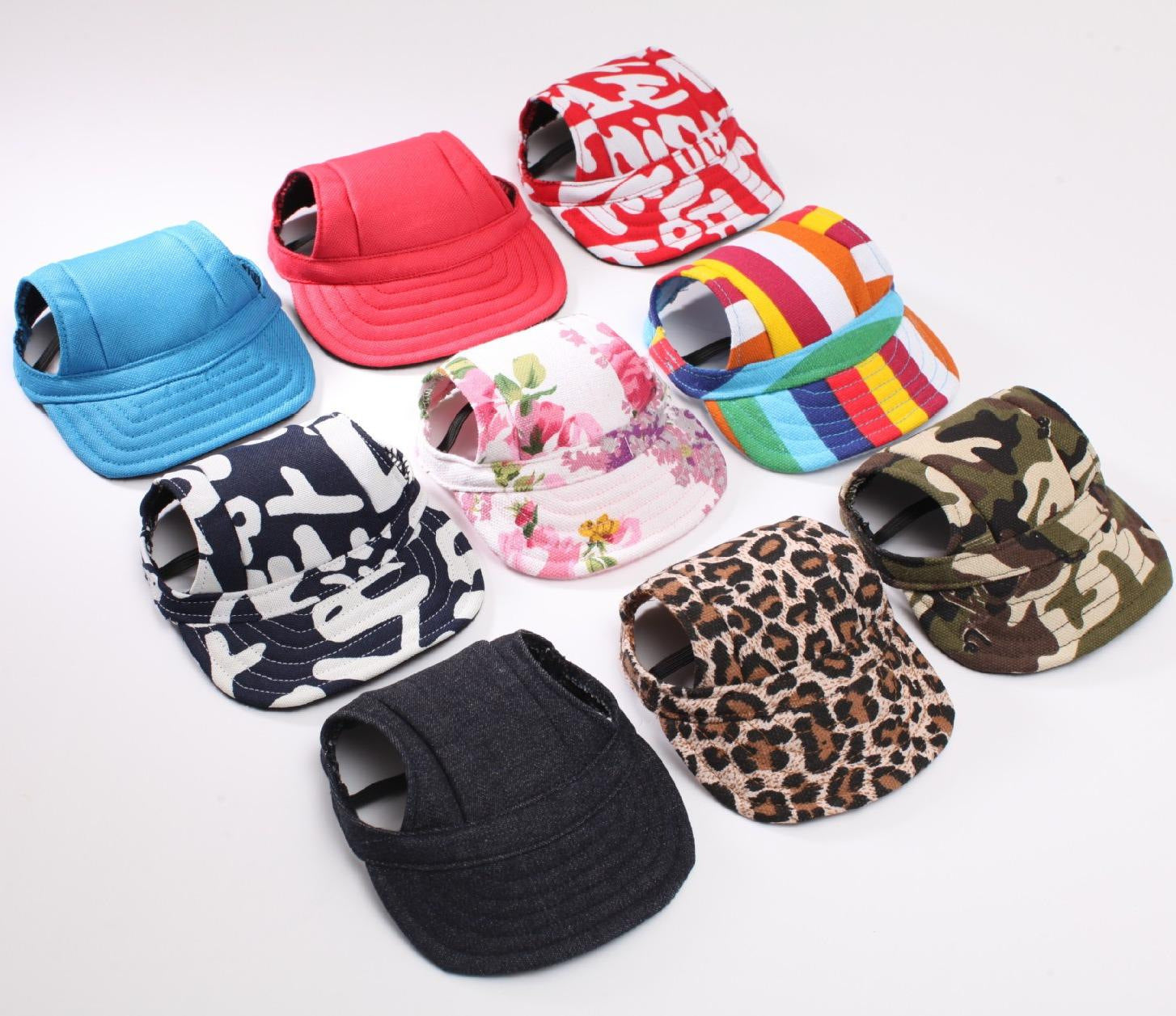 Canvas dog baseball cap for sun protection in Blue, front view