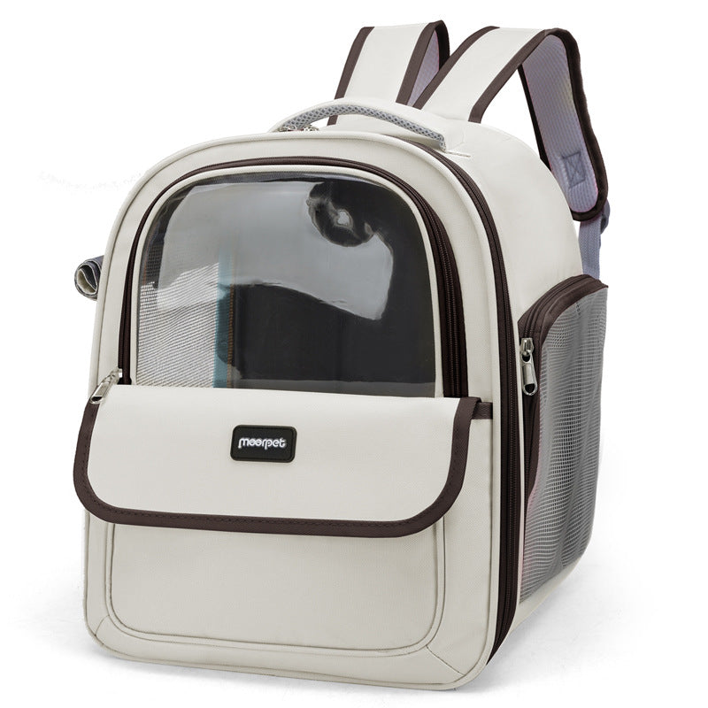 Grey Oxford cloth pet carrier backpack for small dogs, photo 9