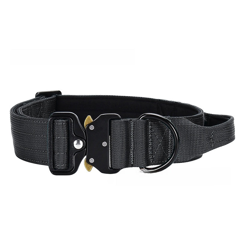 Tactical nylon dog collar with cobra buckle in Army Green, material detail