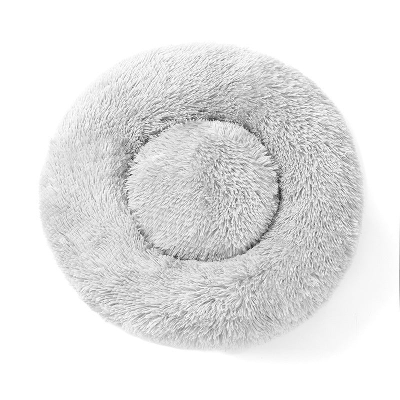 Plush shell cat bed with warm padding in light grey, photo 8