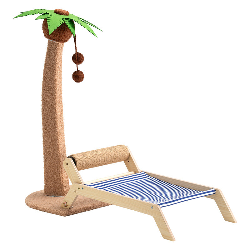 Wooden raised cat roller bed with built-in scratching area, photo 5