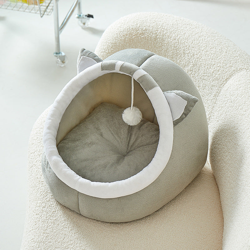 Deep semi-enclosed scratch-resistant cat bed, detail photo 2