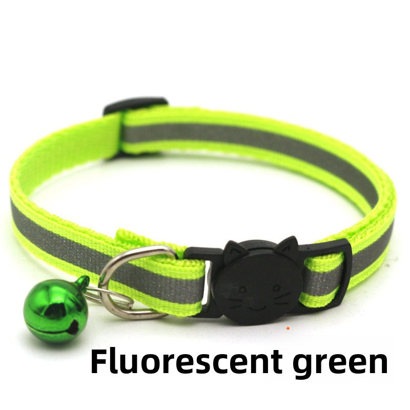 Striped reflective cat collar with bell, available from Pet Royale UK