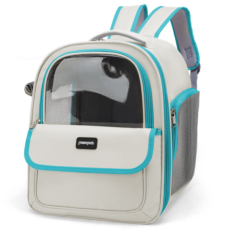 Grey Oxford cloth pet carrier backpack for small dogs, photo 11
