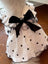 Princess bow cotton cat dress in Black, front view