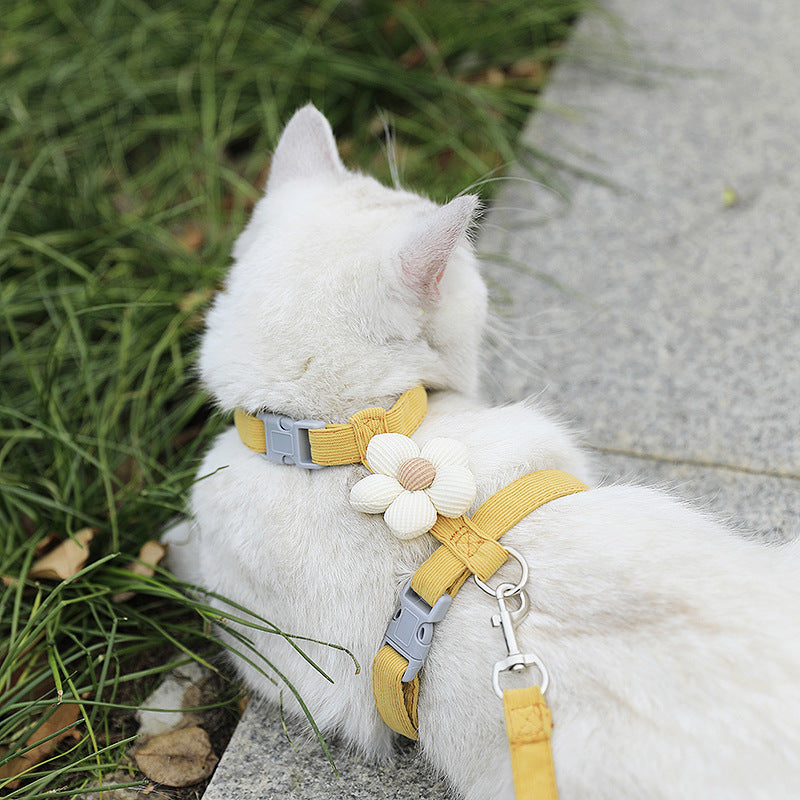Flower print H-harness and lead for dogs and cats, ideal for everyday use