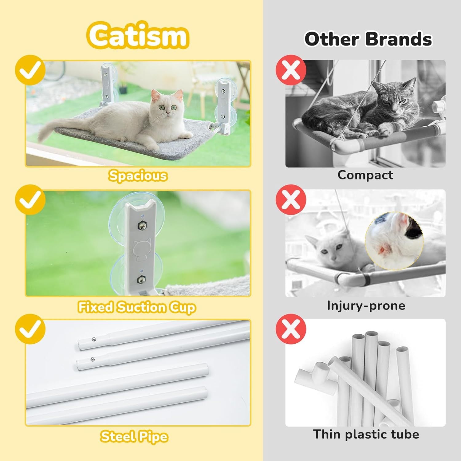 Cat window hammock with suction cups and soft cover, view 3
