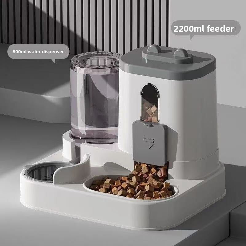 2-in-1 Pet Feeder and Water Dispenser with Food Bowl and Water Bowl, No Power Needed