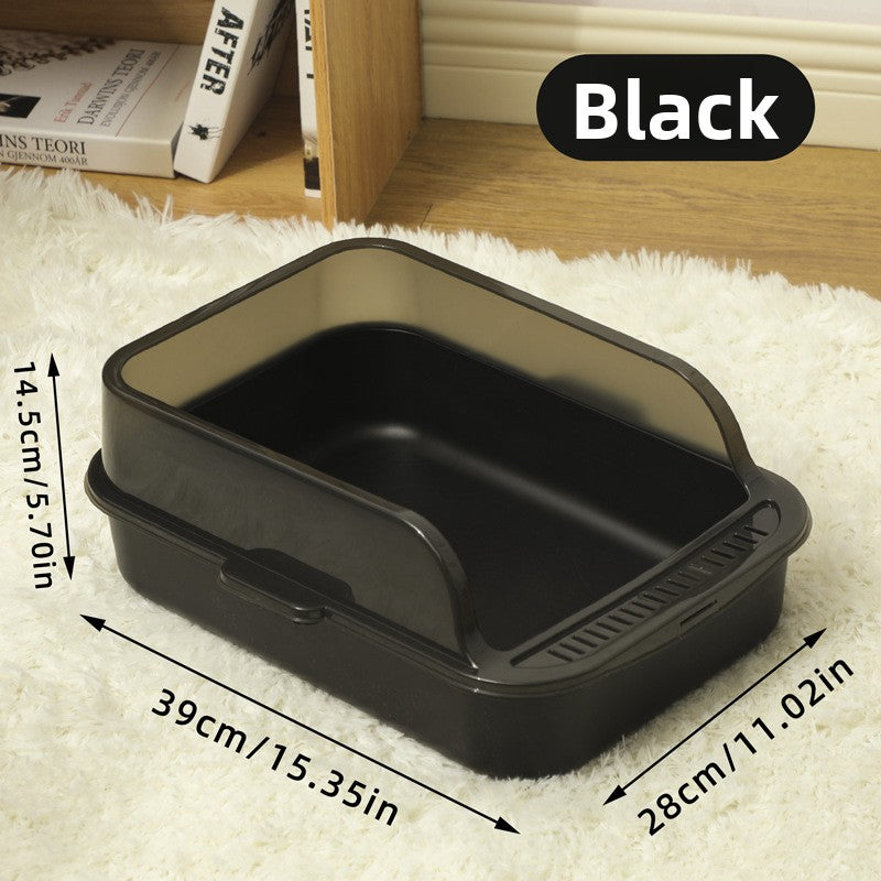 Large Semi-Enclosed Cat Litter Box with Scoop and High Splash Guard