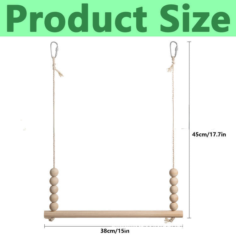 Natural wood bird and chicken swing and perch in 38cm Perch with Clip, 1 Piece